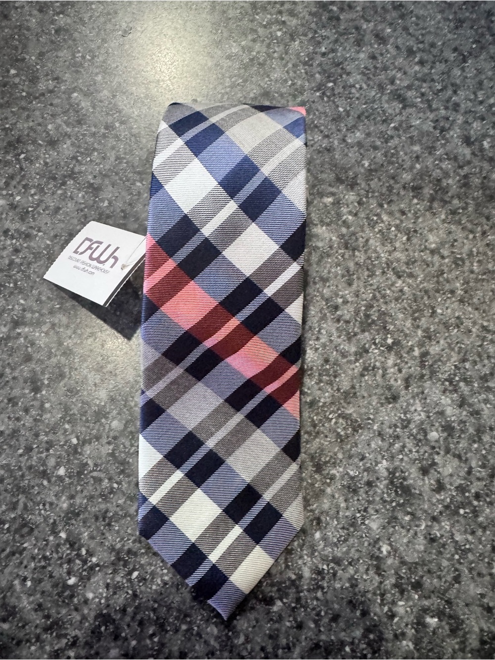 Express Plaid Tie in Navy, Gray & Pink